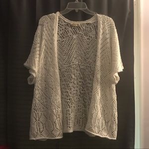 White Casual Short-sleeved Shaw/Cardigan